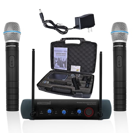 5 Core 5 Core Professional Wireless Microphone System - VHF Fixed Frequency - 200FT Range - 2 Handheld Mics WM 5CPGVX